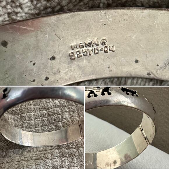 Vintage 925 Mexico Sterling Silver Shadowbox Storyteller Clamper Bracelet - Picture 5 of 5